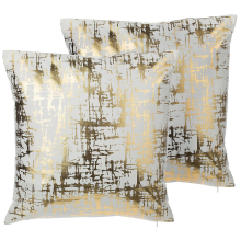 Set of 2 Decorative Cushions GARDENIA Cotton 45 x 45 cm Gold Abstract Pattern
