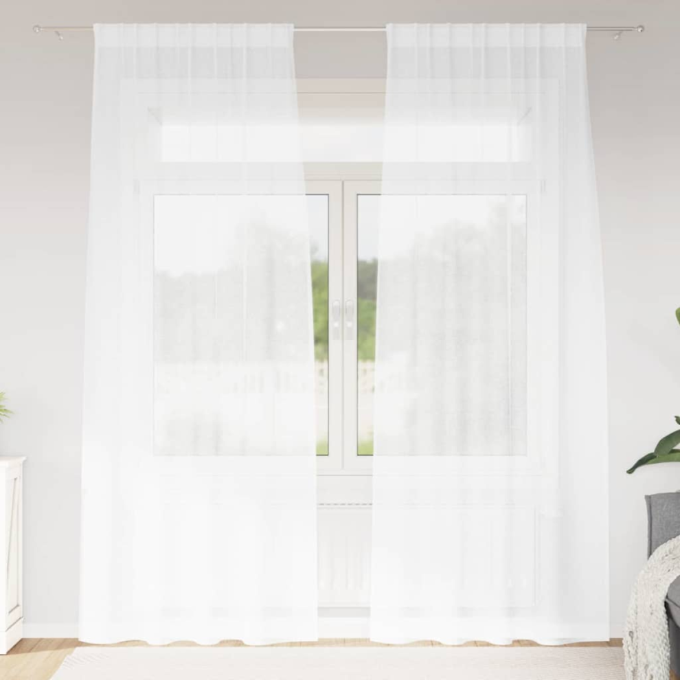 Vidaxl Voile Curtain With Curtains 2 Pcs White 225 X 140 Cm Polyester