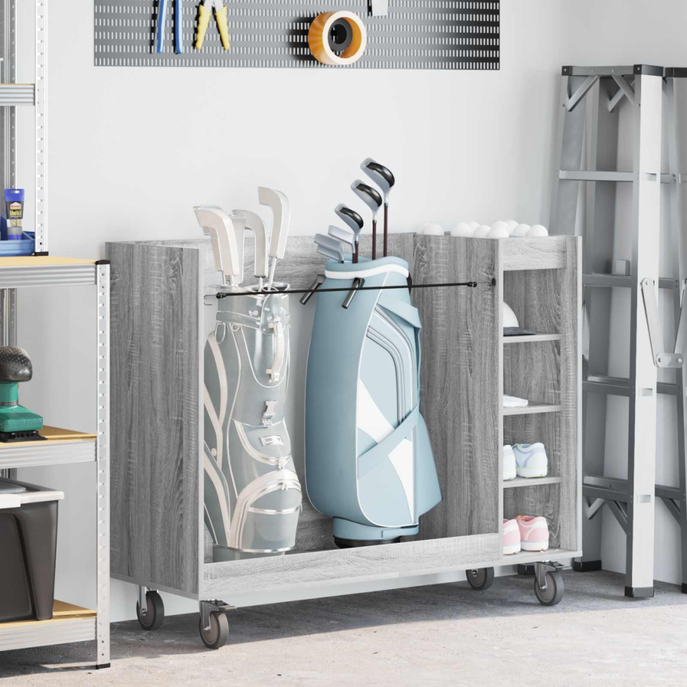 Vidaxl Golf Cabinet With Wheel Plain Sonoma 120 X 45 X 98 Cm Grey