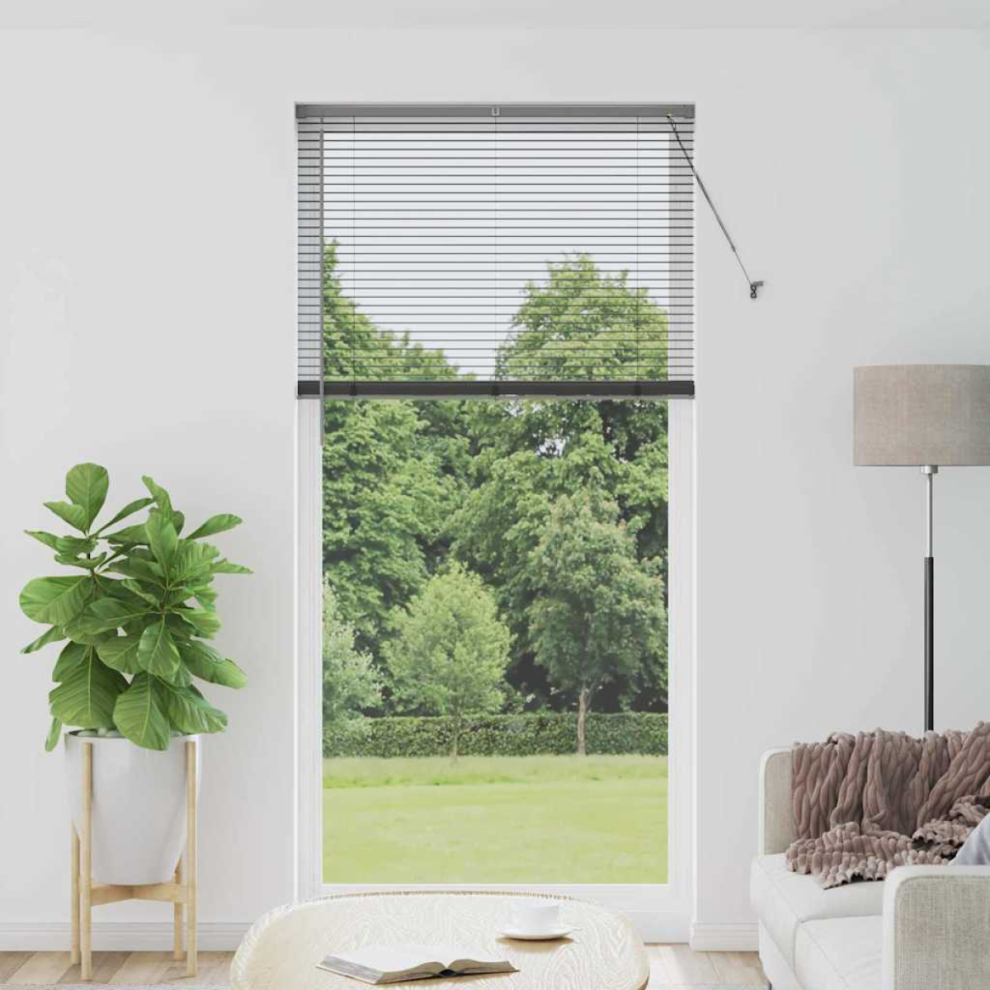 Vidaxl Venetian Blinds Manual Dark Grey 220 X 100 Cm Aluminium