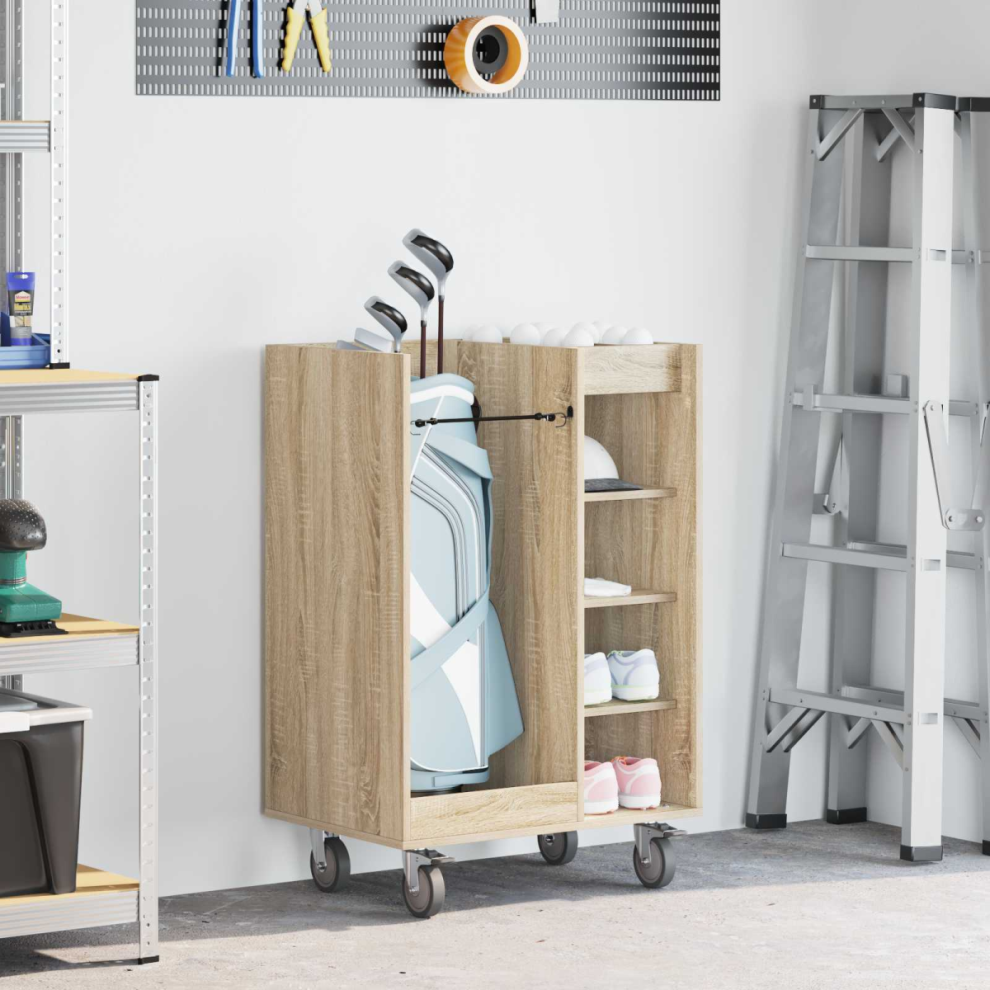 Vidaxl Golf Cabinet With Wheel Plain Sonoma Oak 65 X 45 X 98 Cm