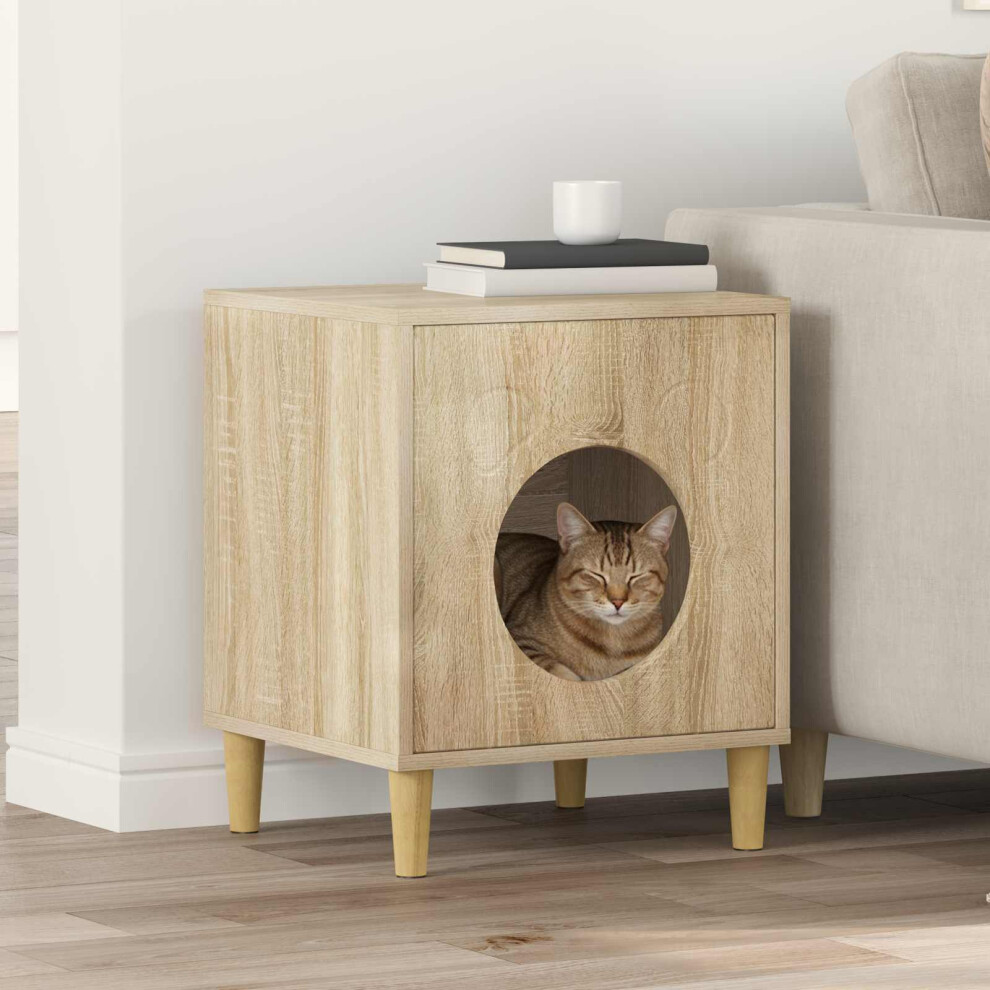 Vidaxl Cat House Sonoma 42.5 X 40 X 53 Cm Engineered Wood