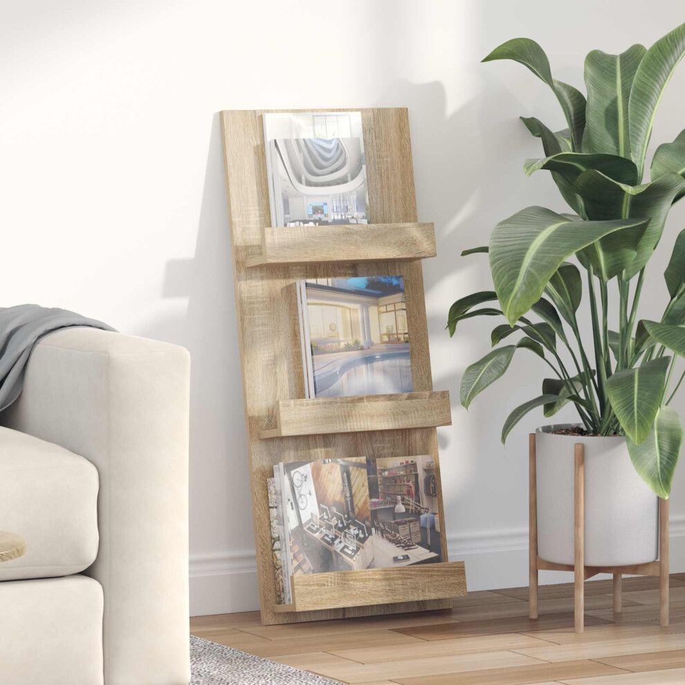 Vidaxl Magazine Rack Sonoma Oak 43 X 11 X 102 Cm Engineered Wood