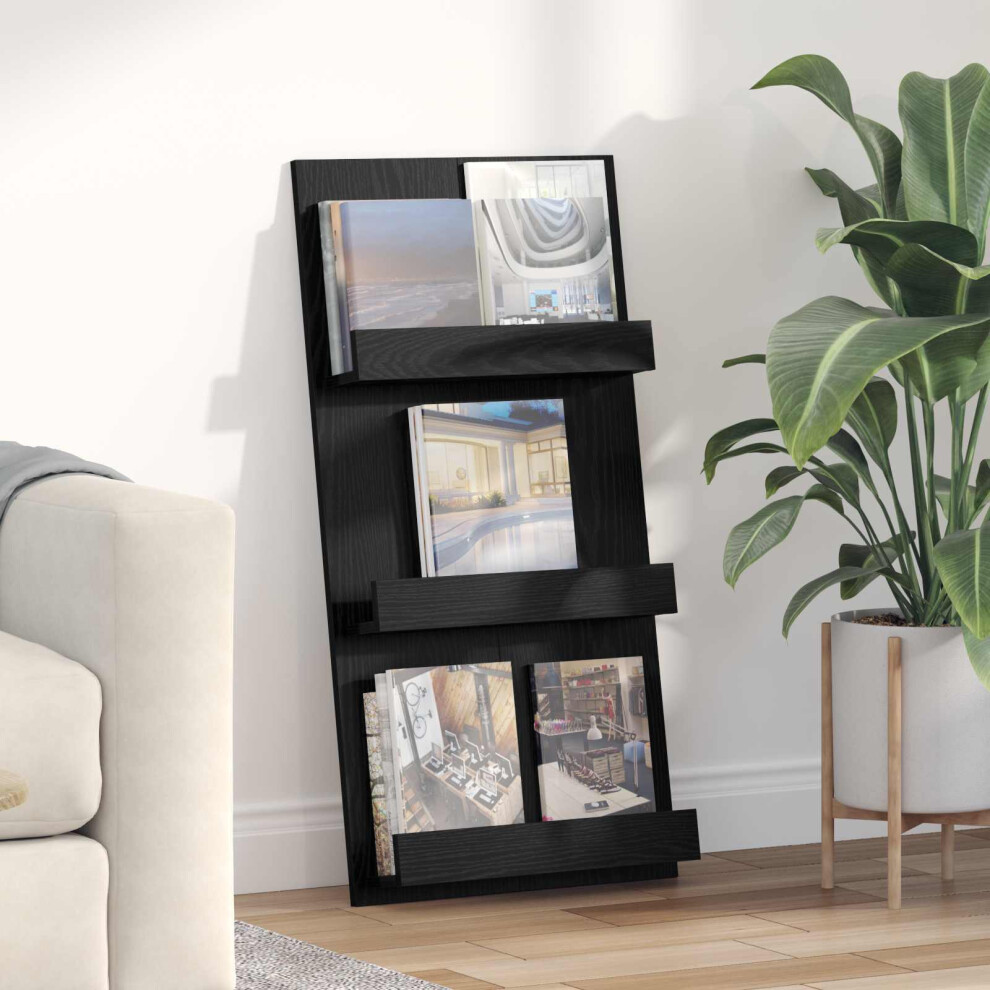 Vidaxl Magazine Rack Oak 51 X 11 X 102 Cm Engineered Wood Black