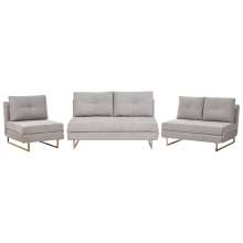 Living Room Set 6 Seater JERSLEV Fabric Grey