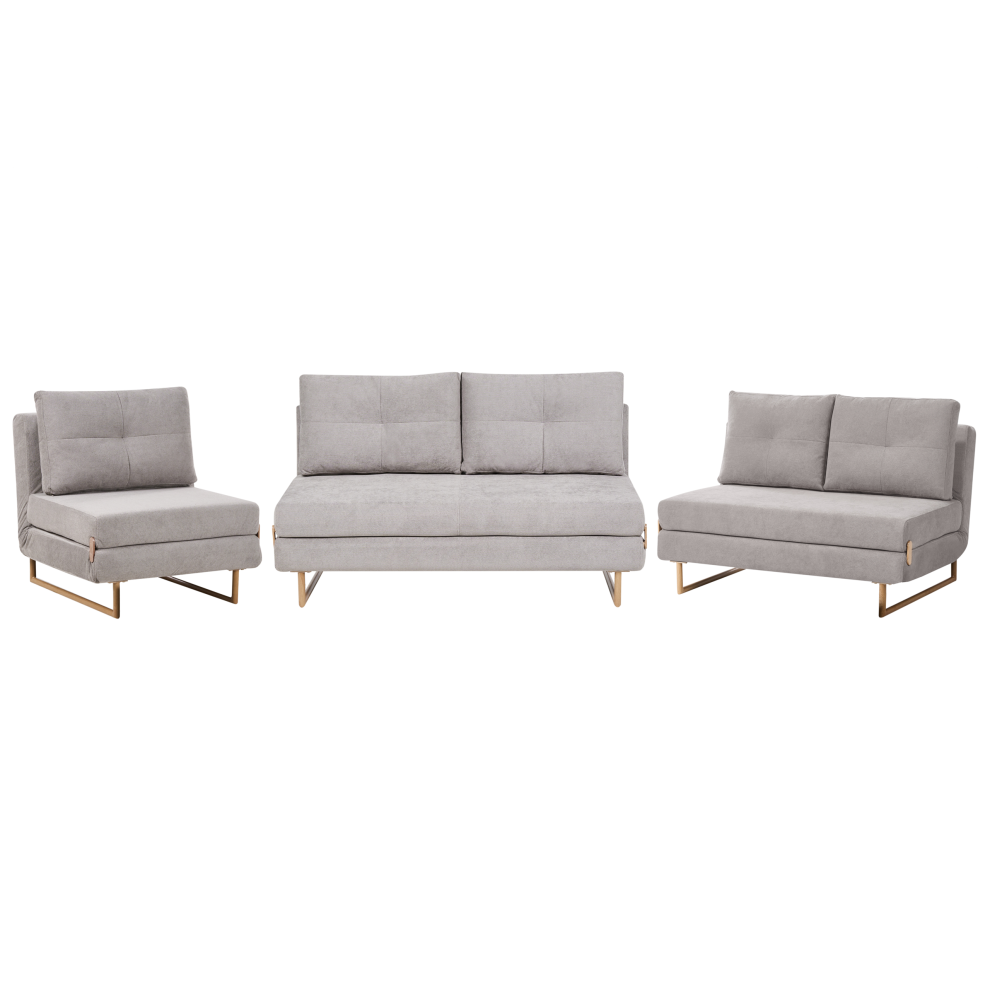 Beliani Living Room Set 6 Seater Jerslev Fabric Grey