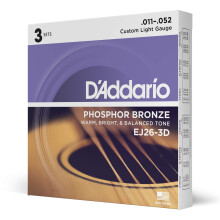 D'Addario Guitar Strings - Phosphor Bronze Acoustic Guitar Strings - EJ26-3D - Rich, Full Tonal Spectrum - For 6 String Guitars -