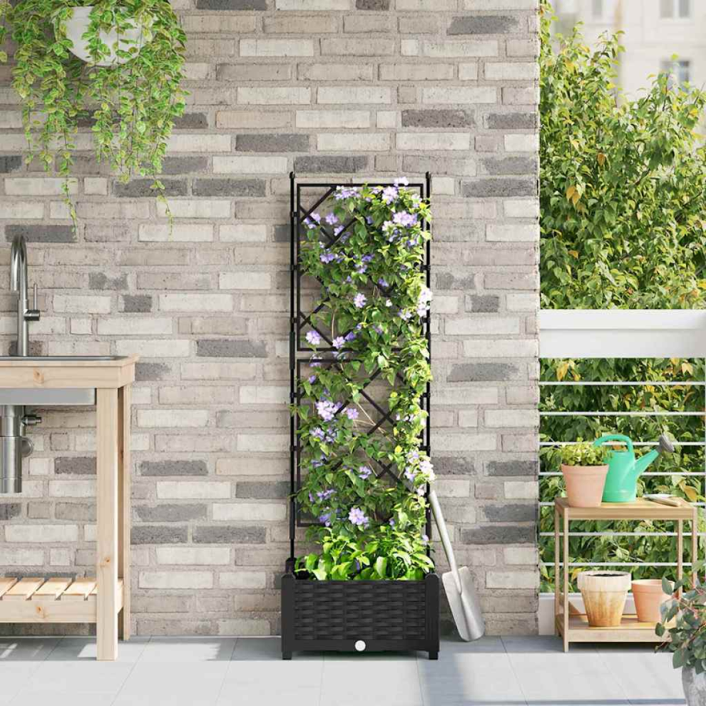 Vidaxl Garden Planter Black 40 X 40 X 125.5 Cm Plastic