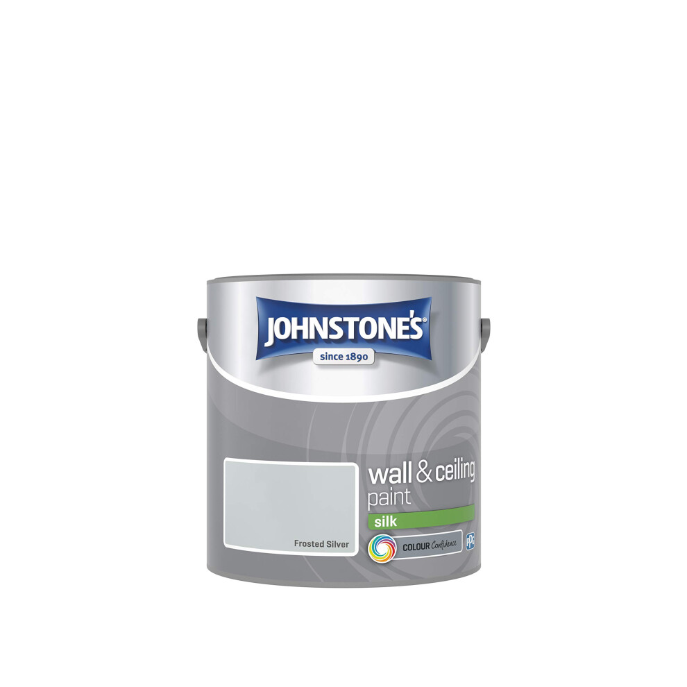 Johnstone's - Wall & Ceiling Paint - Frosted - Silk Finish - Emulsion Paint - Fantastic Coverage - Easy To Apply - Dry In 1 Silver
