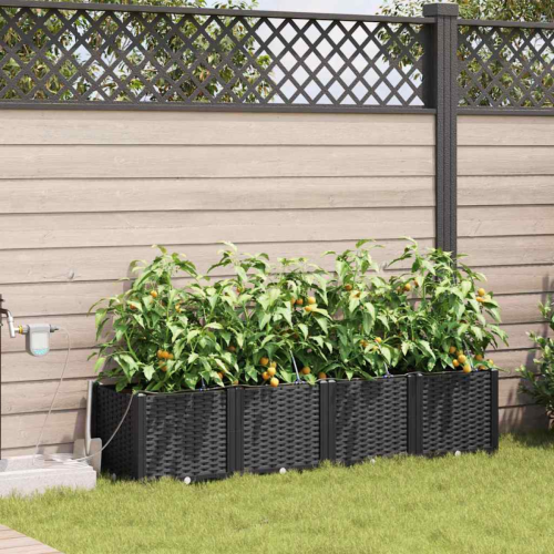VidaXL vidaXL Garden Planter 4 pcs Black Plastic