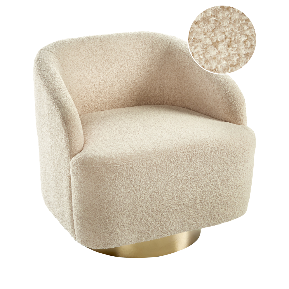 Beliani Armchair Lavik Boucle Beige Cream