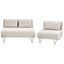 Living Room Set 3 Seater VESTFOLD Fabric Light Beige