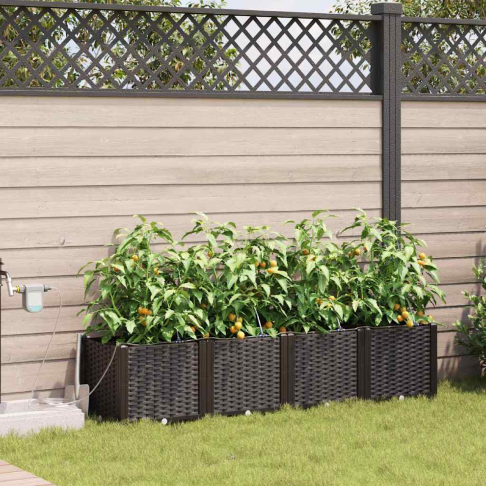 Vidaxl Garden Planter 4 Pcs Brown Plastic