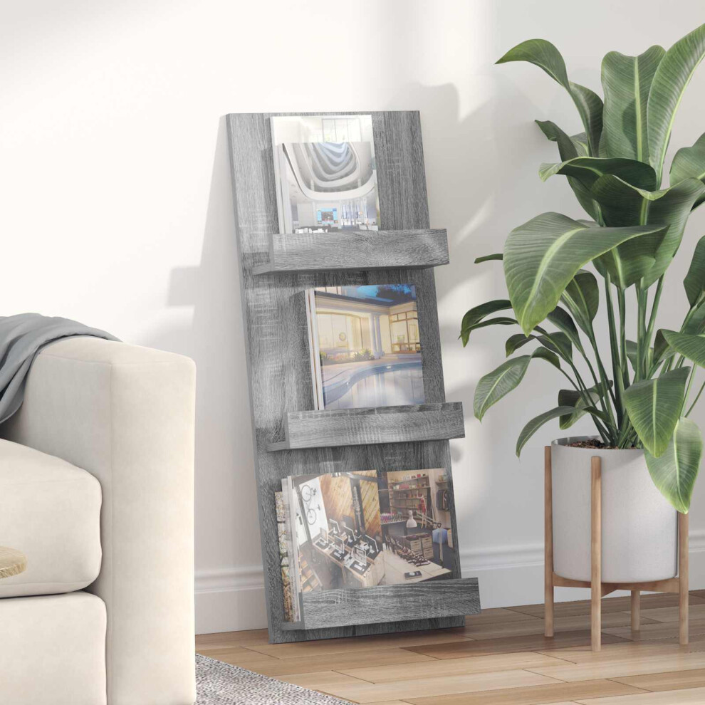 Vidaxl Magazine Rack Sonoma 43 X 11 X 102 Cm Engineered Wood Grey
