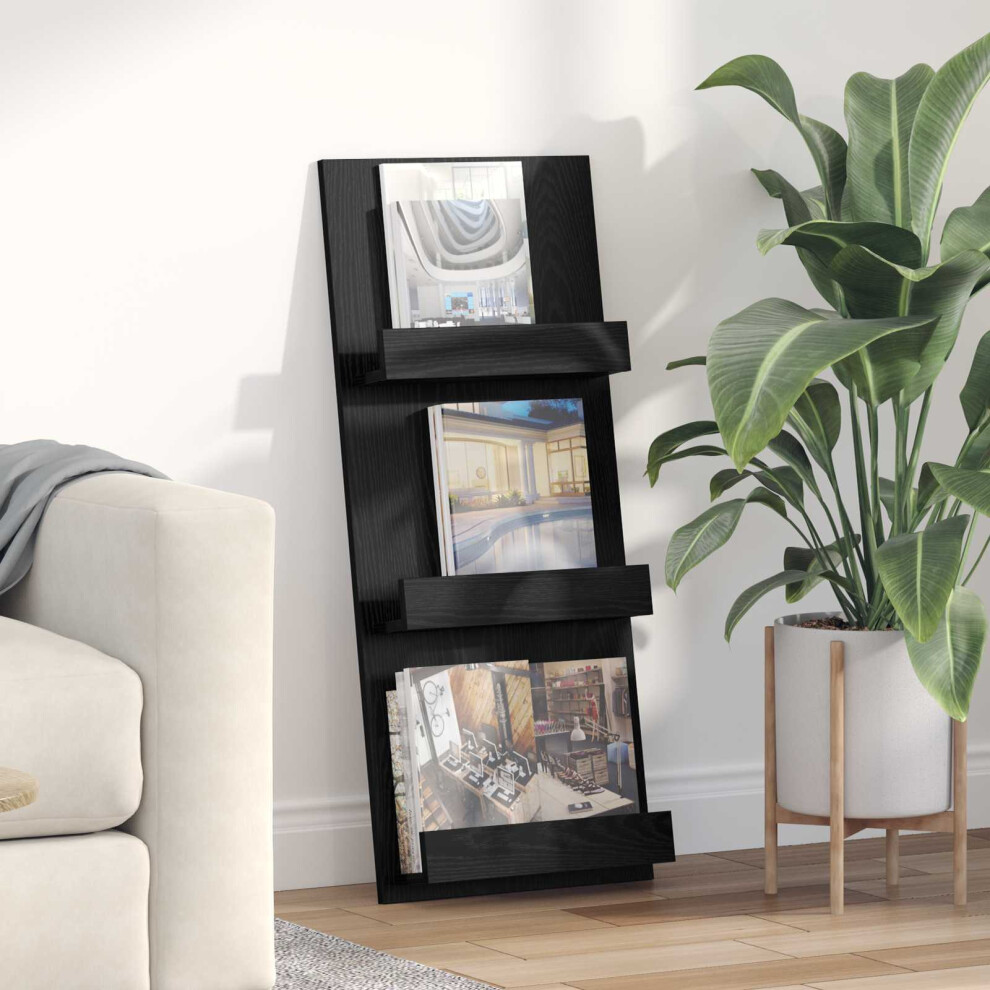 Vidaxl Magazine Rack Oak 43 X 11 X 102 Cm Engineered Wood Black