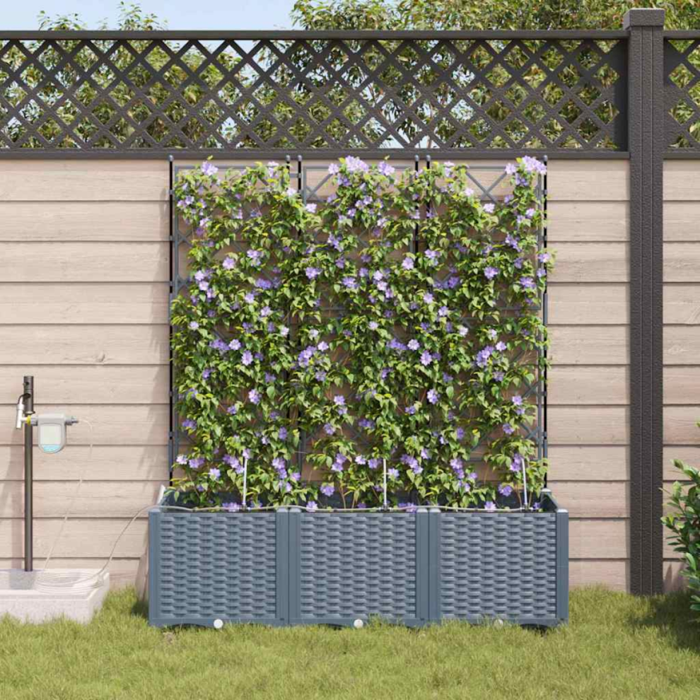 Vidaxl Garden Planter 3 Pcs Light Grey Plastic