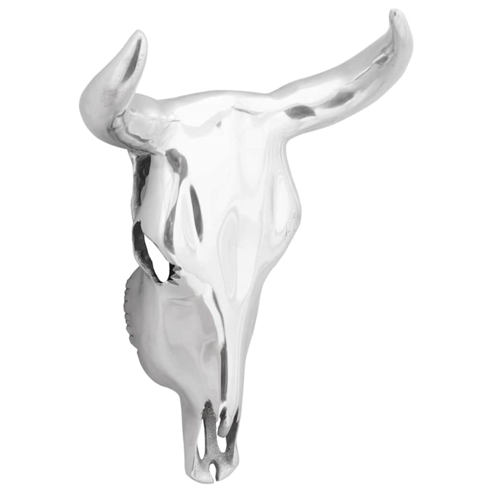 Vidaxl Bull Skull Silver 34 X 13 X 53 Cm Aluminium