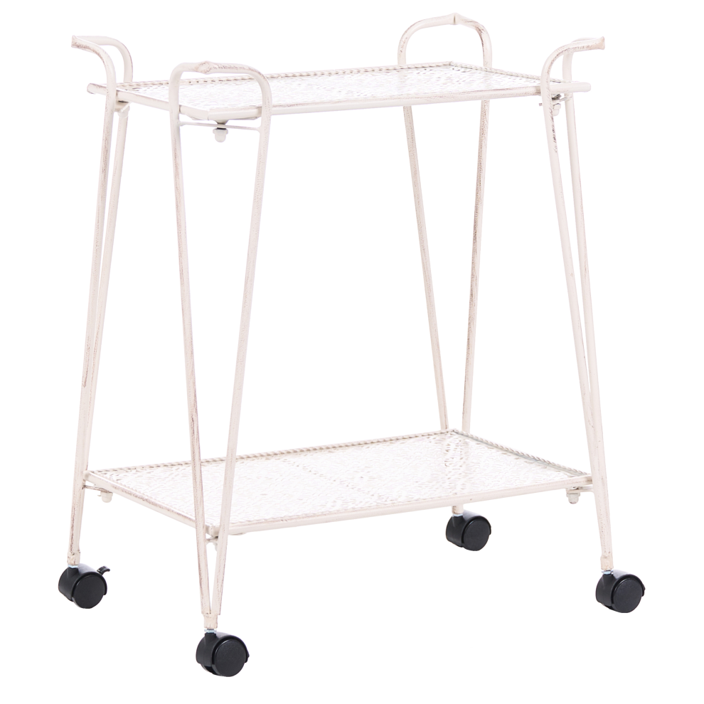 Beliani Storage Trolley Yumbilla Metal With Wheels White