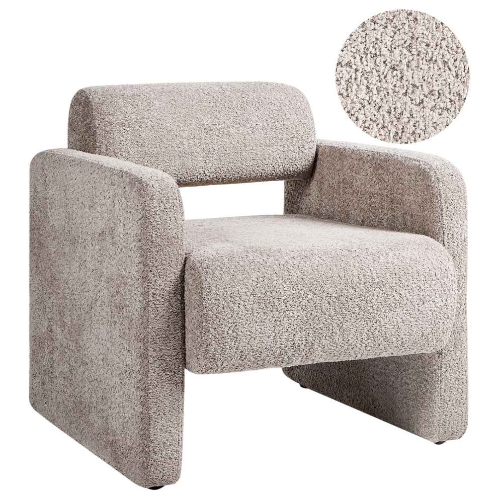 Beliani Armchair Hallsberg Boucle Taupe Cream,Brown