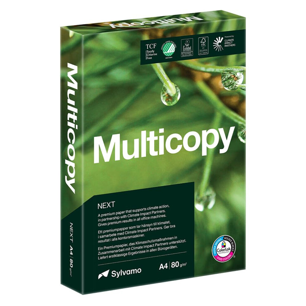 Photos - Office Paper Multicopy Next A4 Printer Paper, 500 Sheets, 80gsm Ream, ColorLok Technology, Carbon Neutral, Multiple Eco‑Certificatons, fo