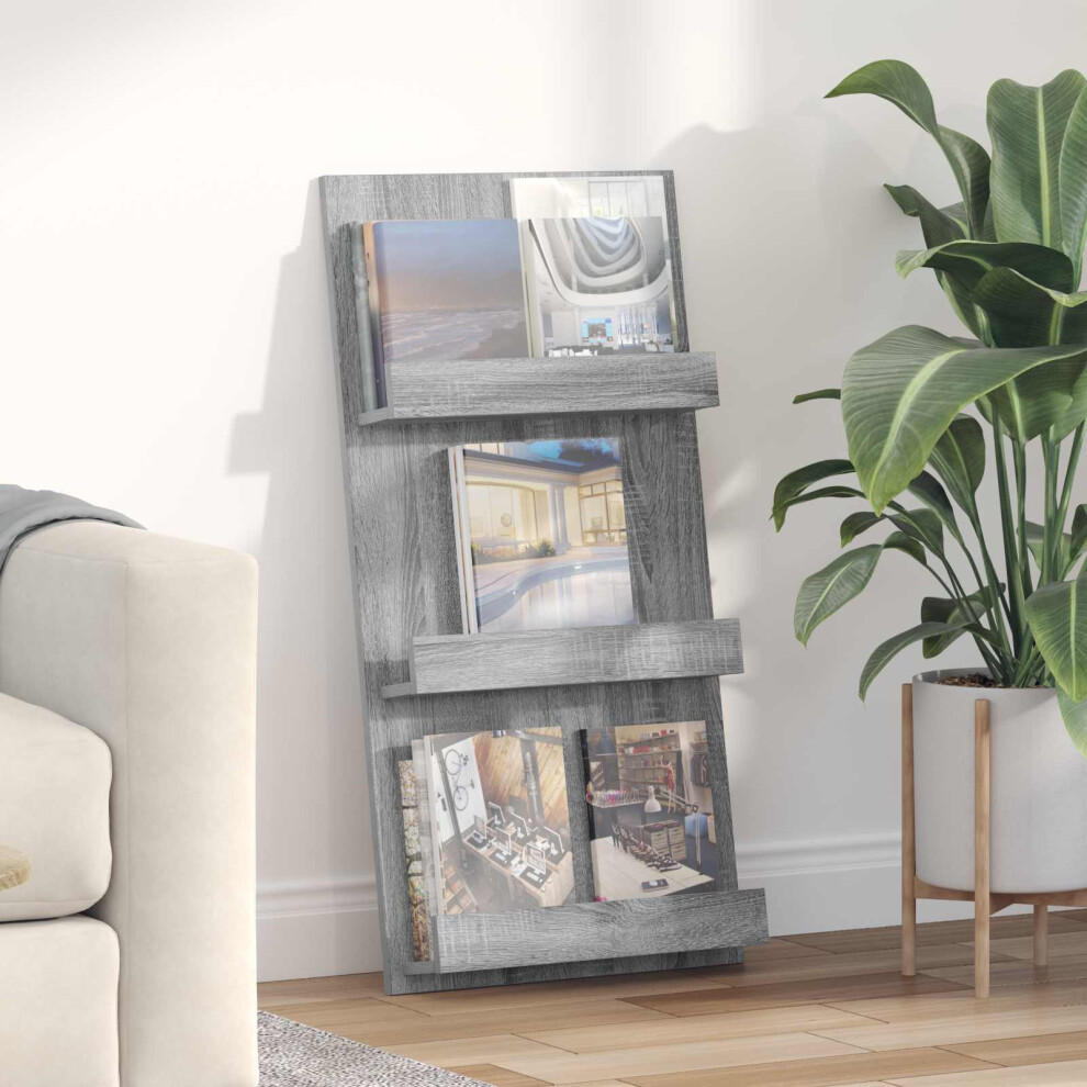 Vidaxl Magazine Rack Sonoma 51 X 11 X 102 Cm Engineered Wood Grey