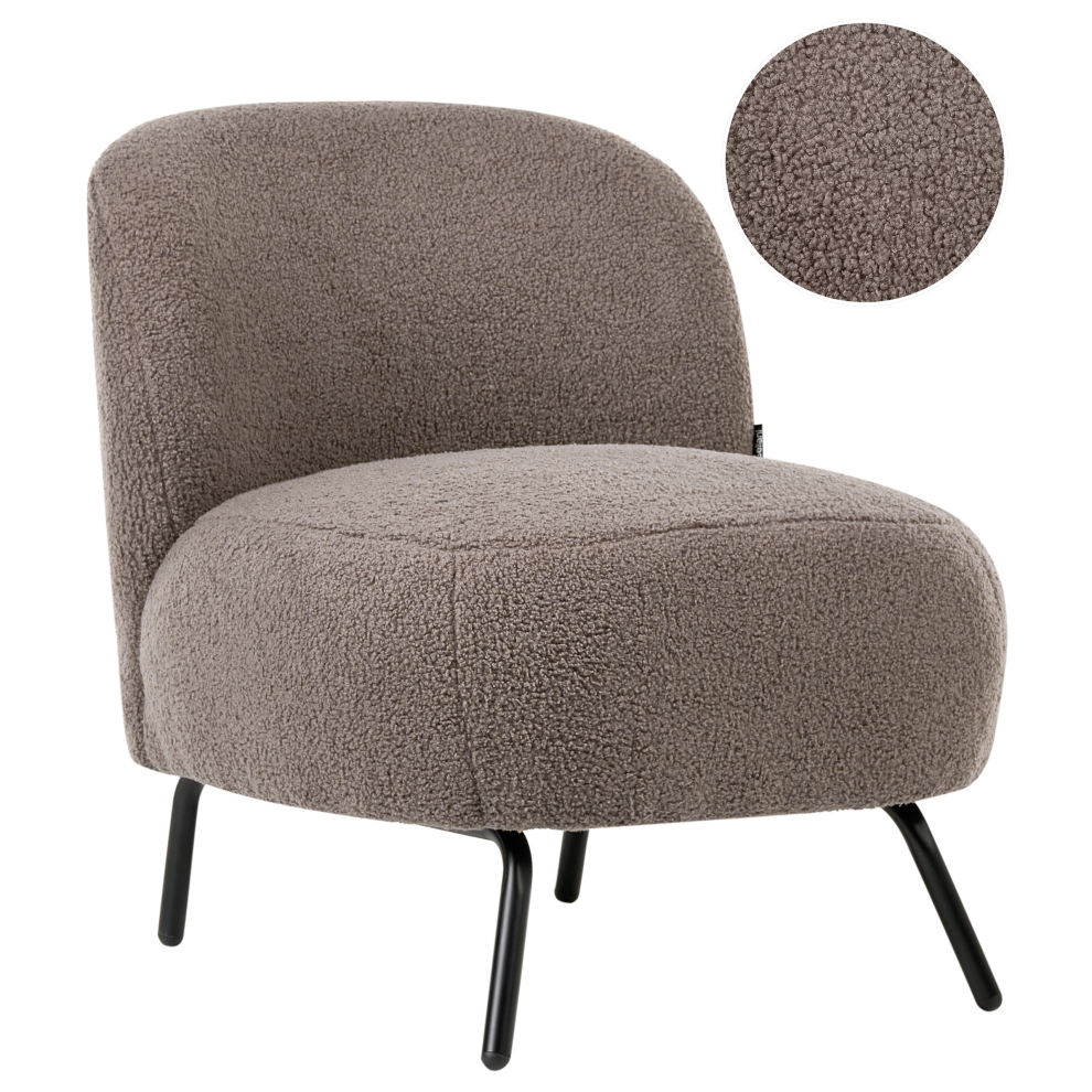 Beliani Armchair Kumla Boucle Taupe Brown