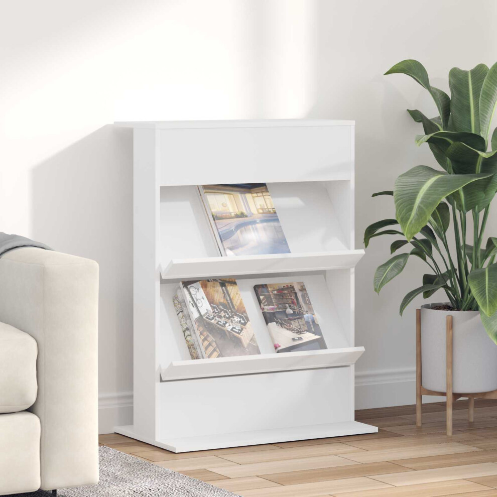 Vidaxl Magazine Rack With Shelf White 70 X 41 X 96 Cm Engineered Wood