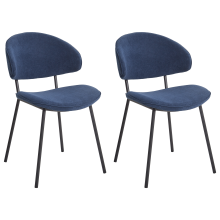 Set of 2 Dining Chairs KIANA Fabric Dark Blue