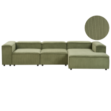Modular Corner Sofa 4 Seater ARDAL Corduroy Green Left Hand