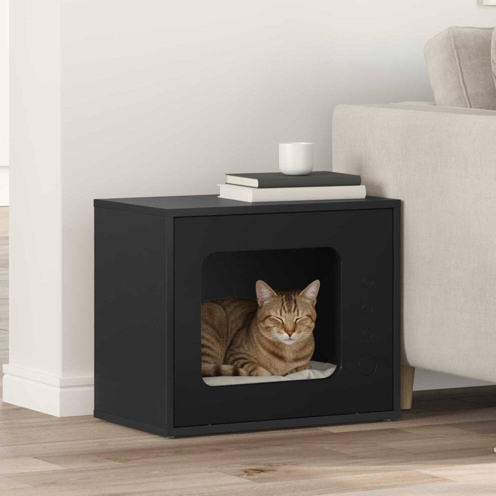 Vidaxl Cat House 51 X 30 X 42.5 Cm Engineered Wood Black