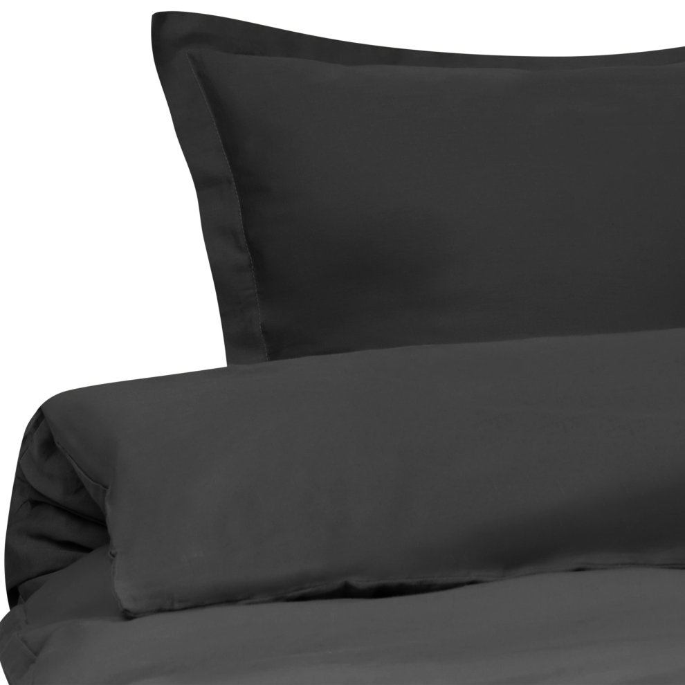 Beliani Duvet Cover Set Parkrose Sateen Cotton 220 X 240 Cm Black