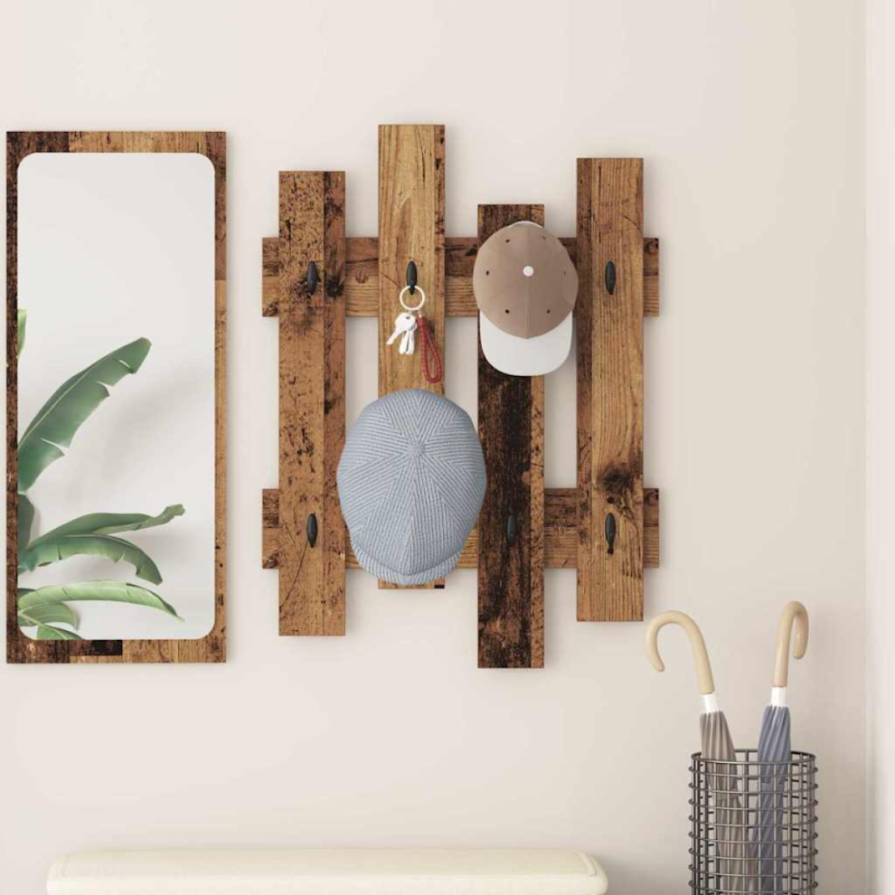 Vidaxl Wall-Mounted Coat Rack Old Wood 60 X 3 X 82 Cm Engineered Wood