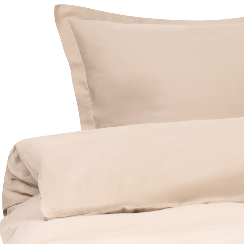 Beliani Duvet Cover Set Parkrose Sateen Cotton 220 X 240 Cm Beige