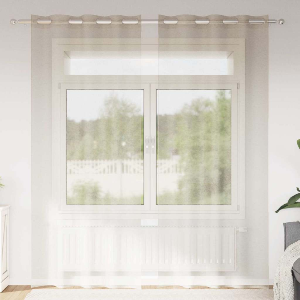 Vidaxl Voile Curtain With Curtains 2 Pcs Sand 245 X 140 Cm Polyester