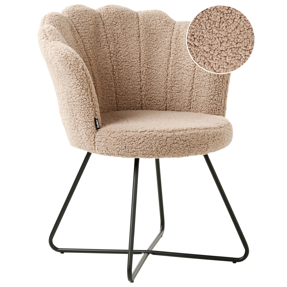 Beliani Armchair Lovelock Boucle Beige Cream