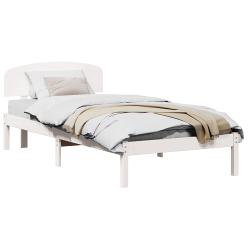 VidaXL vidaXL Bed Frame with Headboard White 90 x 190 cm Solid Pine Wood 1