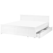 Bed with 2 Drawers Pine Wood SABRAN 180 x 200 cm (EU Super King) White