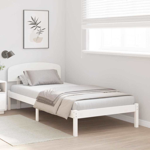 VidaXL vidaXL Bed Frame with Headboard White 90 x 190 cm Solid Pine Wood 2