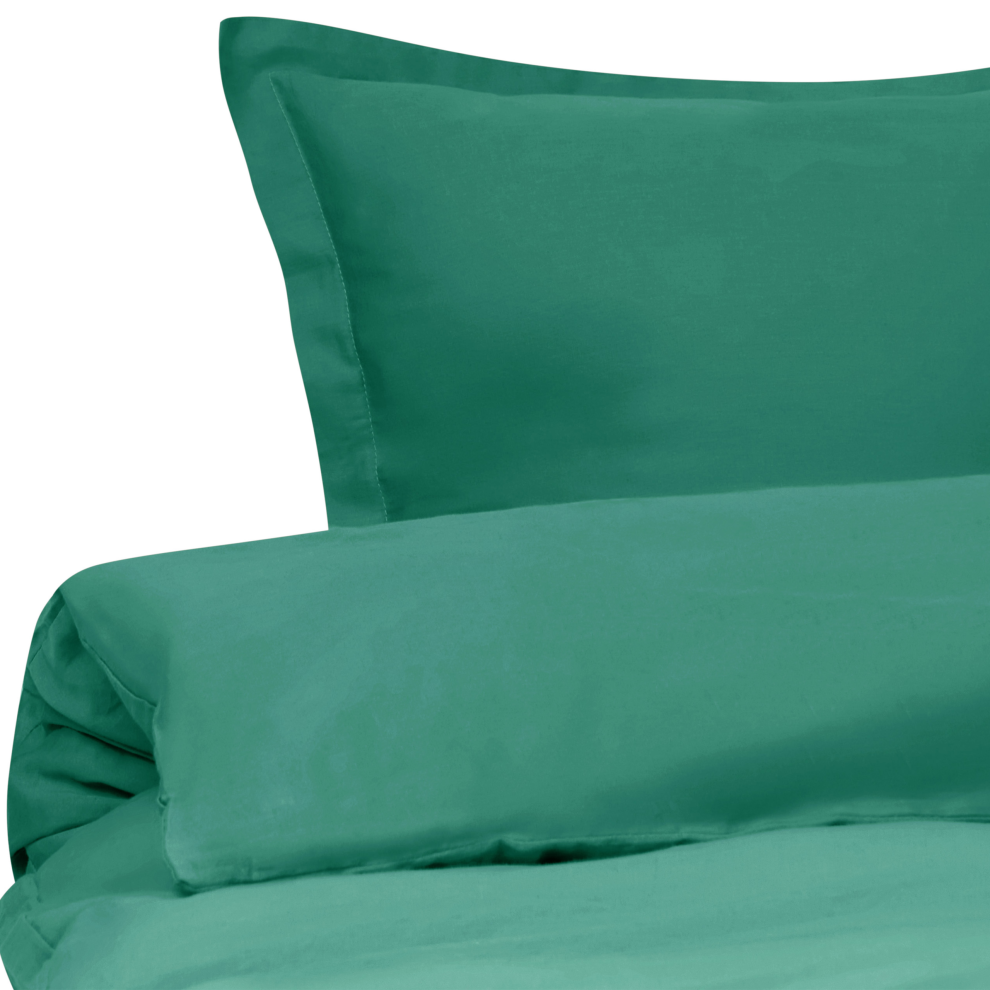 Beliani Duvet Cover Set Parkrose Sateen Cotton 220 X 240 Cm Green