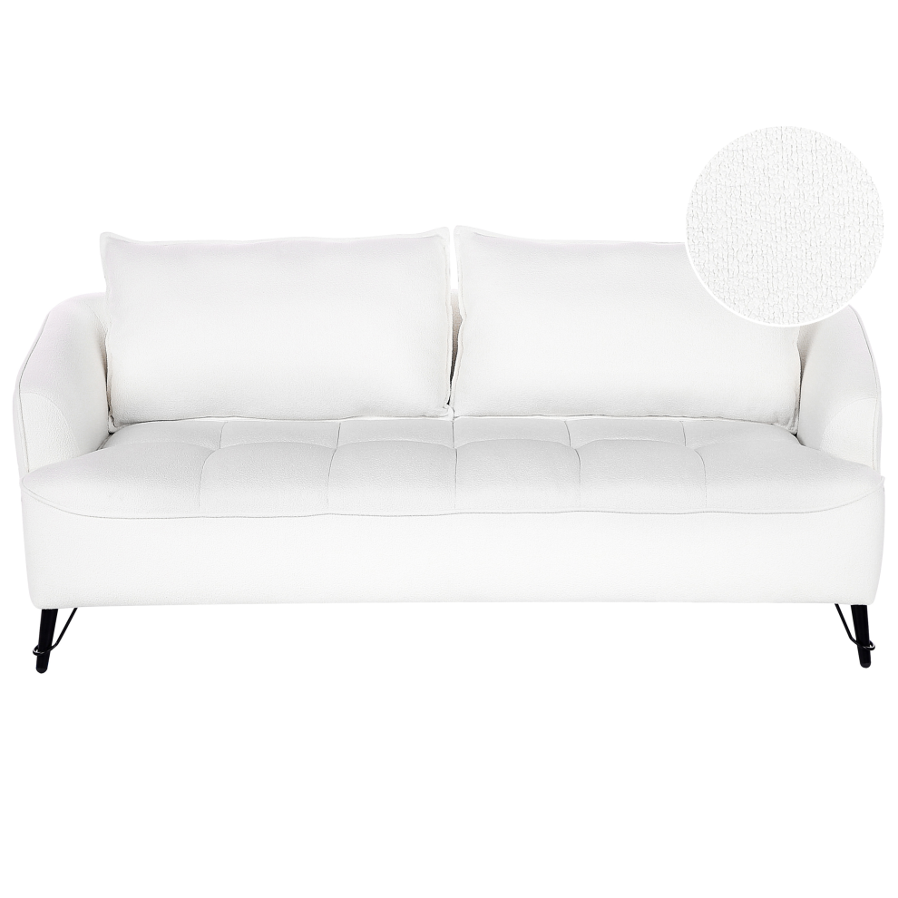 Beliani Sofa 3 Seater Hobro Boucle White