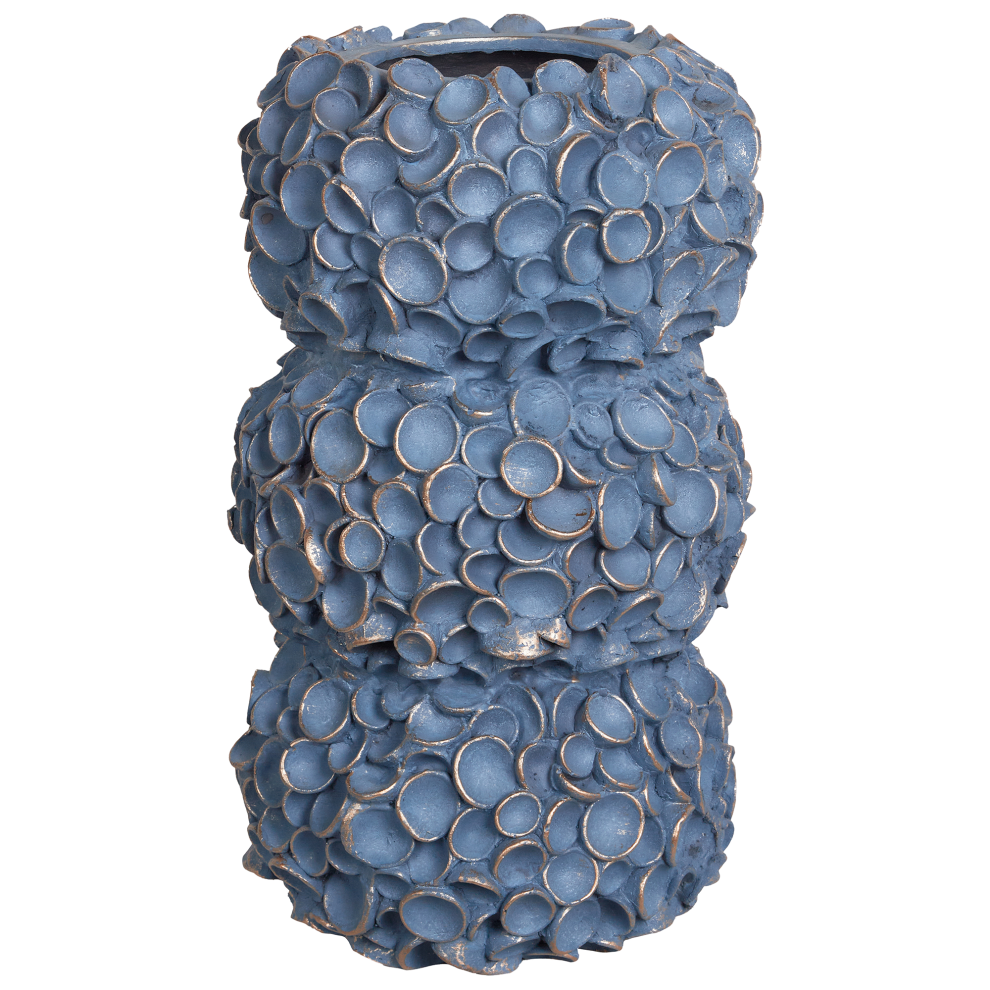 Beliani Flower Vase Muzaki Ceramic 52 Cm Blue