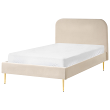 Bed Velvet FLAYAT 120 x 200 cm (EU Small Double) Light Beige