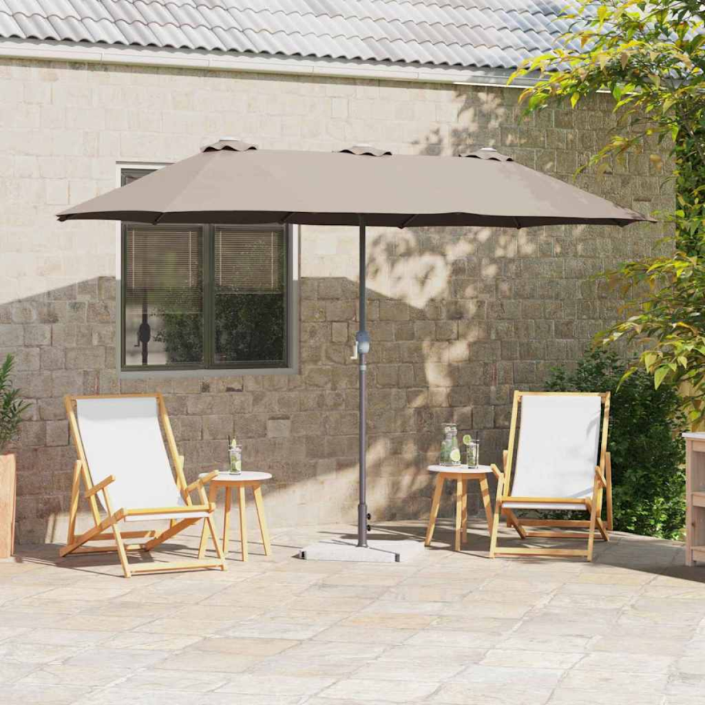Vidaxl Garden Parasol Taupe 370 X 197 X 239 Cm Polyester And Aluminium