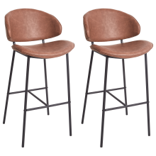 Set of 2 Bar Chairs KIANA Faux Leather Brown