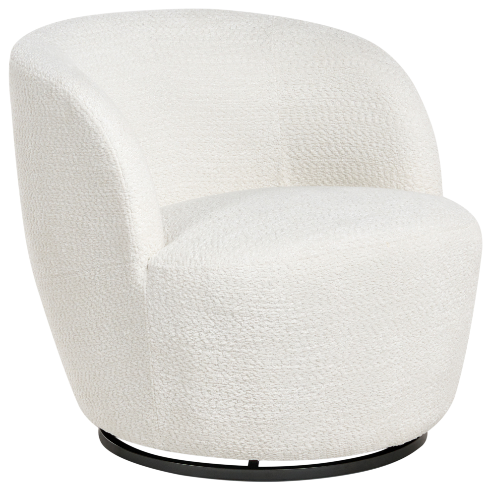 Beliani Swivel Armchair Kuolpa Chenille Off- White