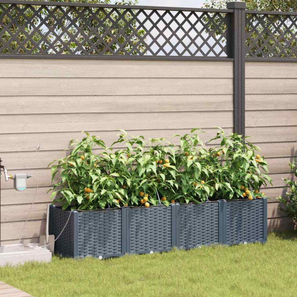 Vidaxl Garden Planter 4 Pcs Light Grey Plastic