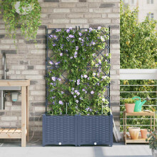 vidaXL Garden Planter 2 pcs Grey 80 x 40 x 142 cm Plastic