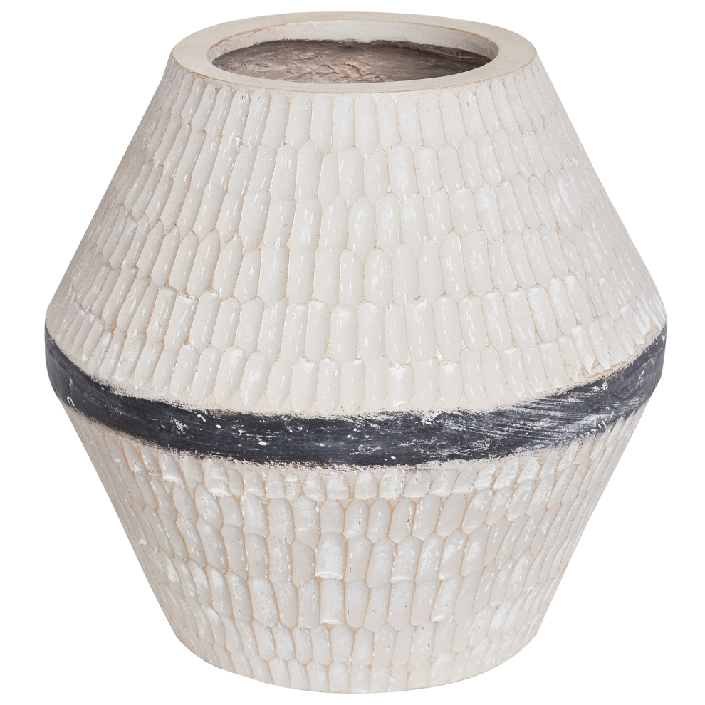 Beliani Flower Vase Aruncus Ceramic 30 Cm Beige