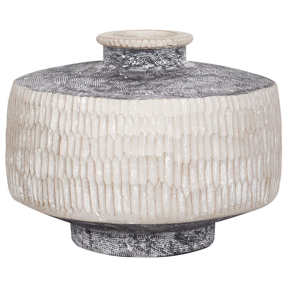 Beliani Flower Vase Deksati Ceramic 32 Cm Beige
