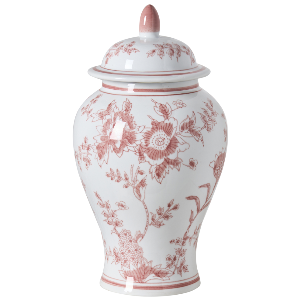 Beliani Lidded Vase Sewilla Porcelain 38 Cm / Red/White